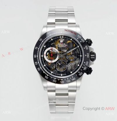 New Skeleton Concept Rolex Cosmo Daytona Sonic Super Clone cal.4130 Watch Black Ceramic Bezel